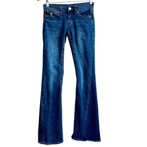 True Religion Womens Size 28 Rainbow Pocket Flare Leg Joey Jeans Size 28